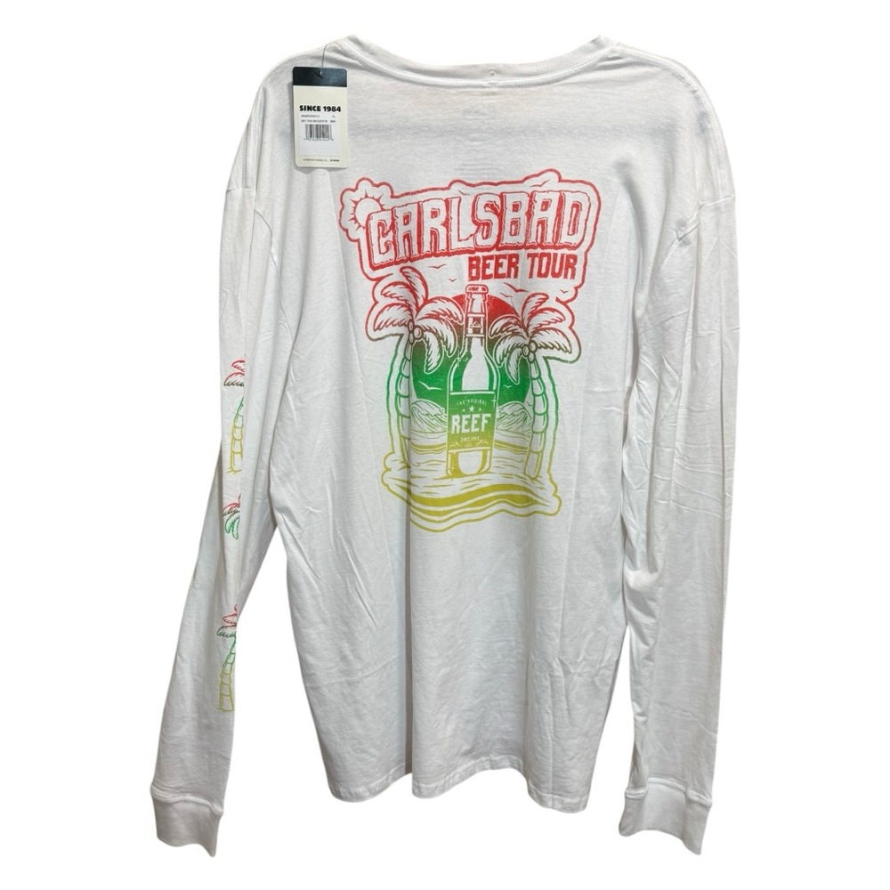 Reef Carlsbad Beer Tour Long Sleeve Graphic Tee White XL NWT
